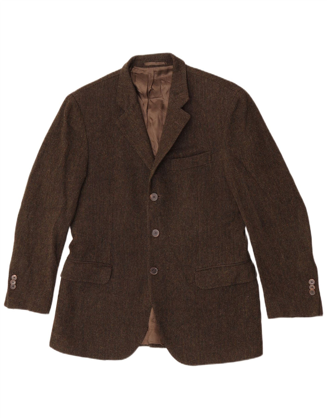Męska marynarka Massimo Dutti zapinana na 3 guziki, EU 48, średnia khaki, jodełka