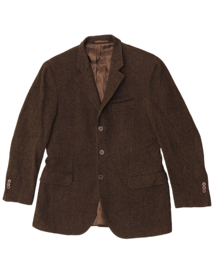 Męska marynarka Massimo Dutti zapinana na 3 guziki, EU 48, średnia khaki, jodełka