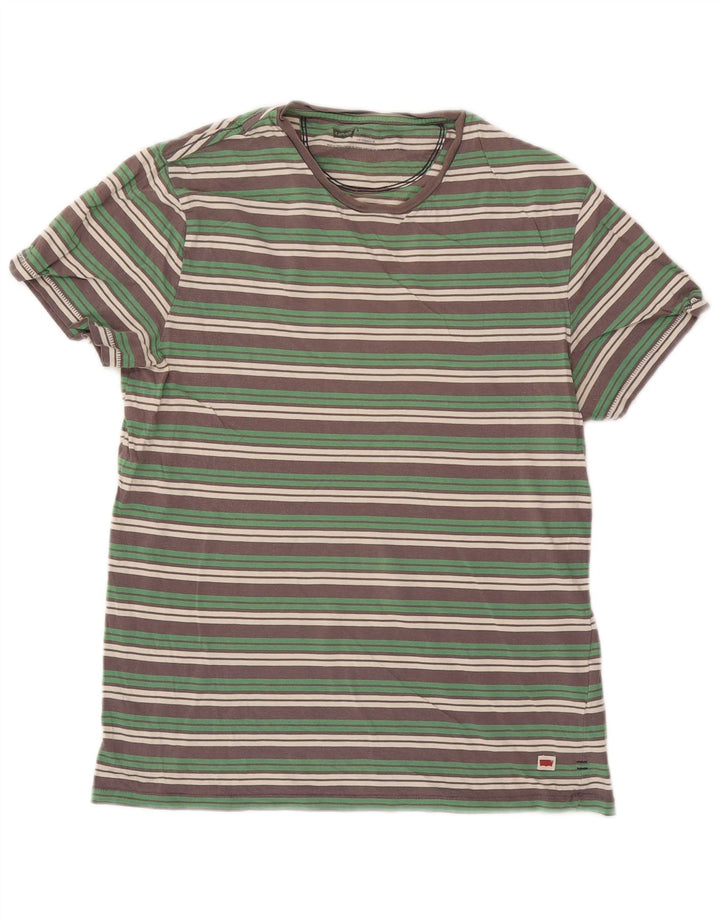 Męski t-shirt Levi's Top, bawełniany, w średnie zielone paski