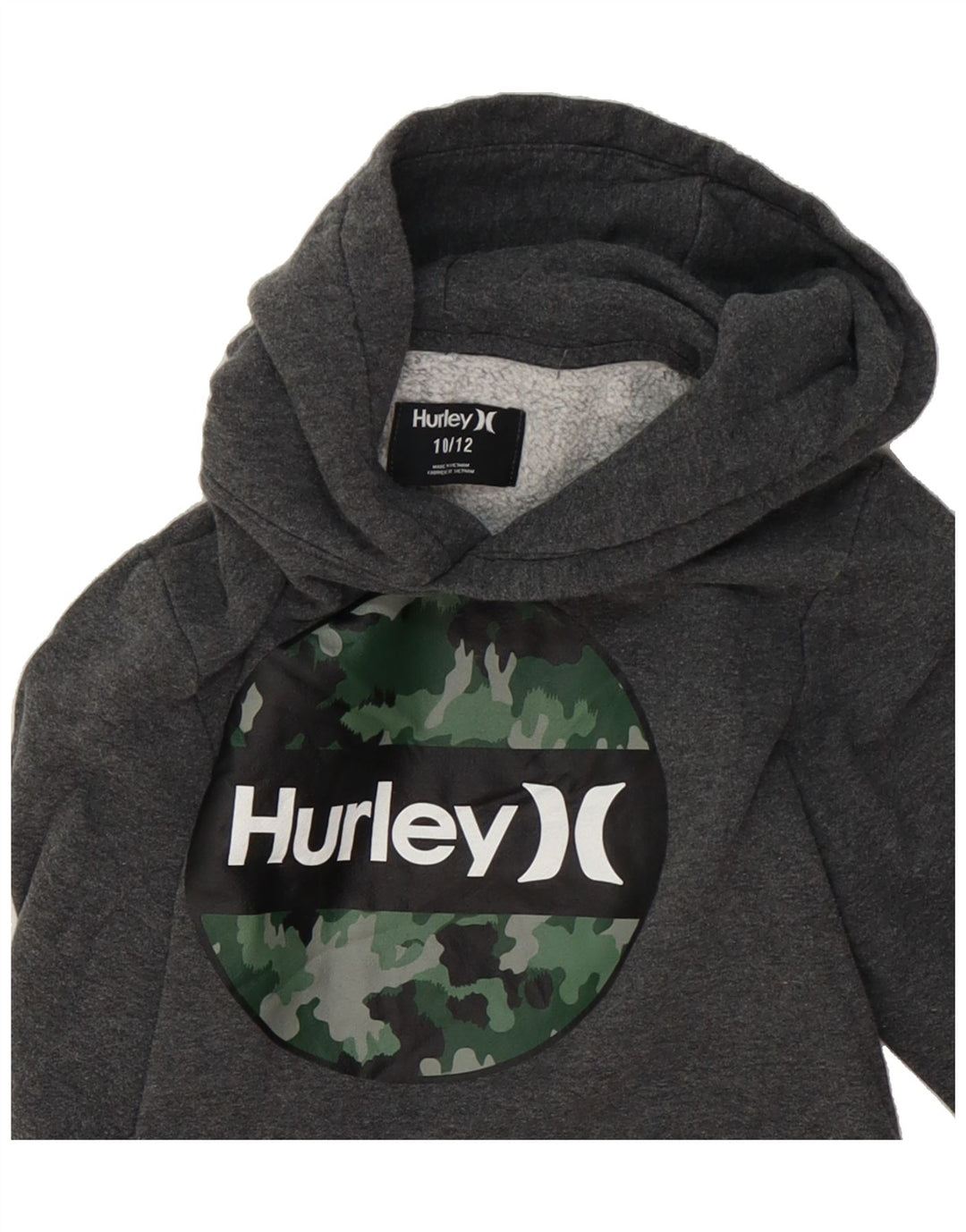 HURLEY Boys Graphic Hoodie Jumper 10-11 Years Grey Vintage Hurley and Second-Hand Hurley from Messina Hembry 
