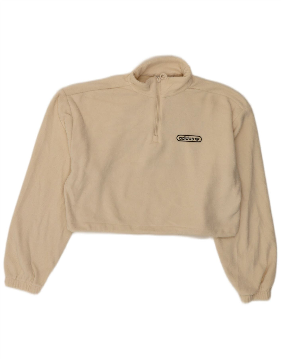 Damski sweter oversize ADIDAS z grafiką i zamkiem błyskawicznym, polar UK 10 Small Beige