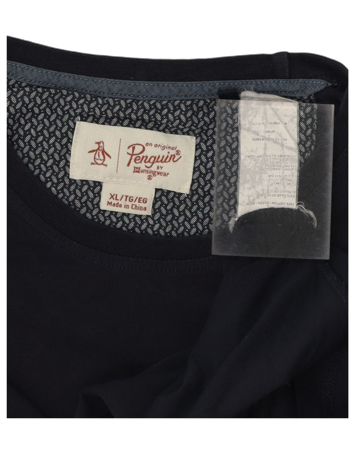 PENGUIN Mens T-Shirt Top XL Navy Blue Cotton Vintage Penguin and Second-Hand Penguin from Messina Hembry 