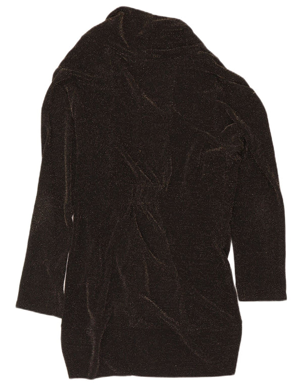 Damski sweter rozpinany o długim kroju Gerard UK 16, duży, czarny, nakrapiany nylon