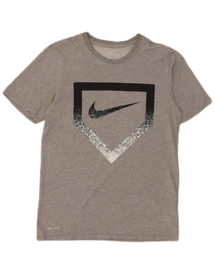 Męski T-shirt Nike Dri Fit z grafiką, mały, szary, bawełniany