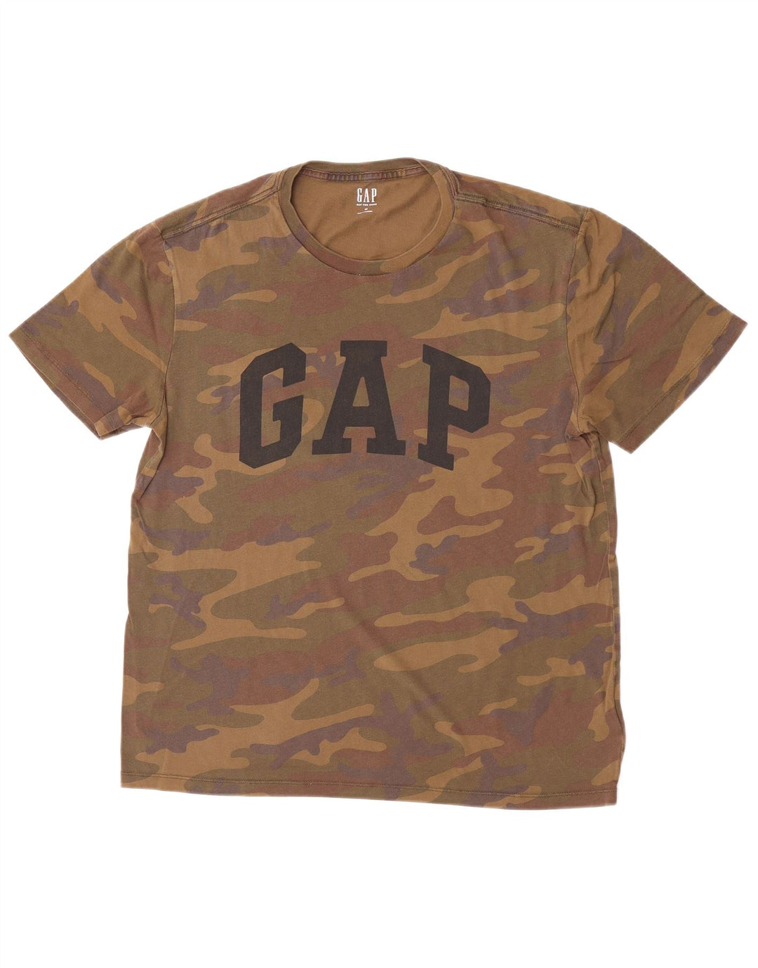 Męski T-shirt z grafiką Gap, bawełniany kamuflaż, średni brąz