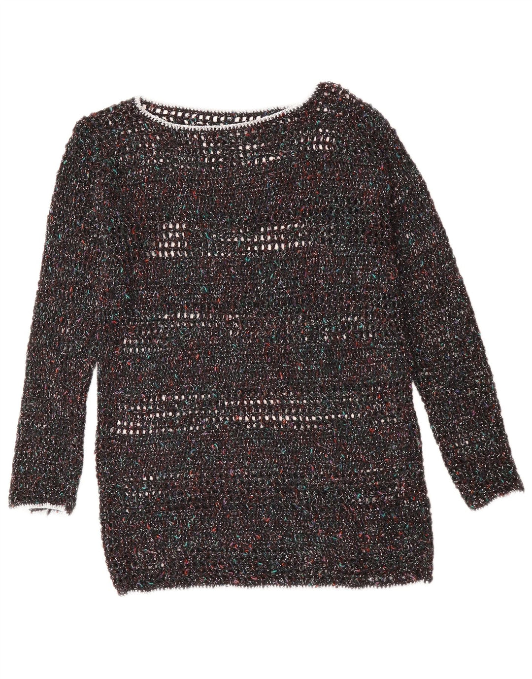 Sweter damski VINTAGE z dekoltem w łódkę UK 12, średni, wielokolorowy, nakrapiany