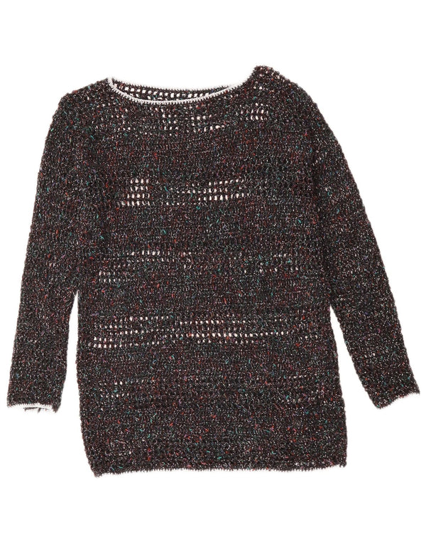 Sweter damski VINTAGE z dekoltem w łódkę UK 12, średni, wielokolorowy, nakrapiany