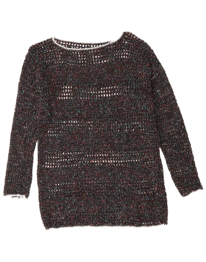 Sweter damski VINTAGE z dekoltem w łódkę UK 12, średni, wielokolorowy, nakrapiany