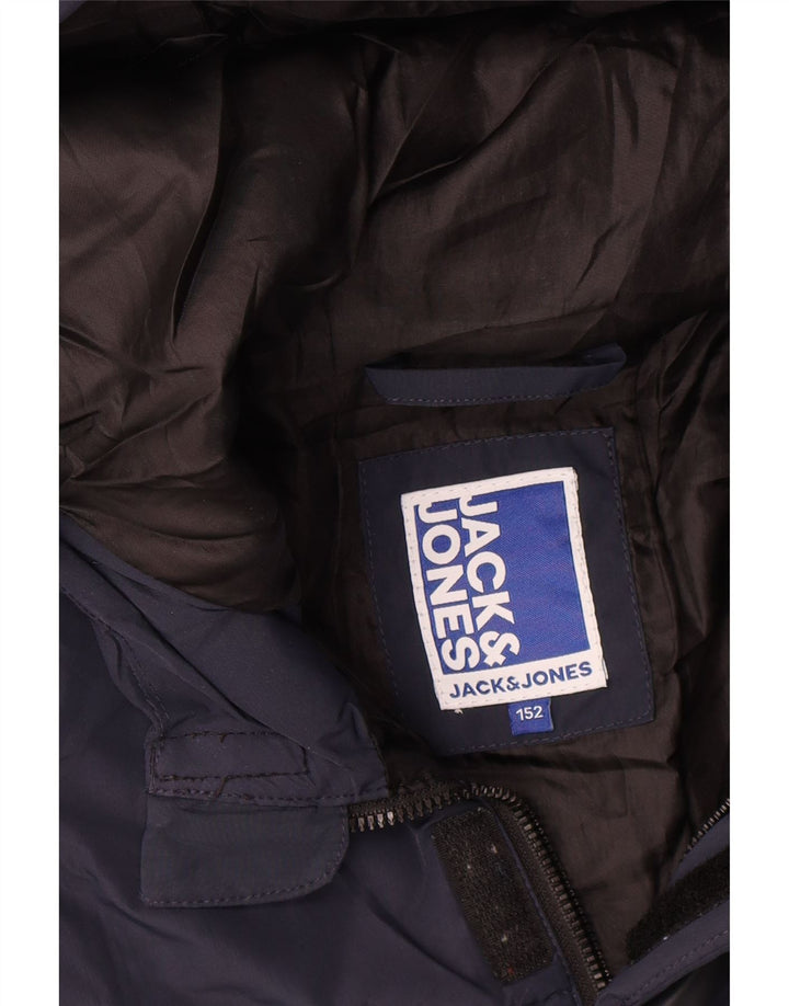 Kurtka chłopięca z kapturem i grafiką Jack & Jones, 11-12 lat, granatowa