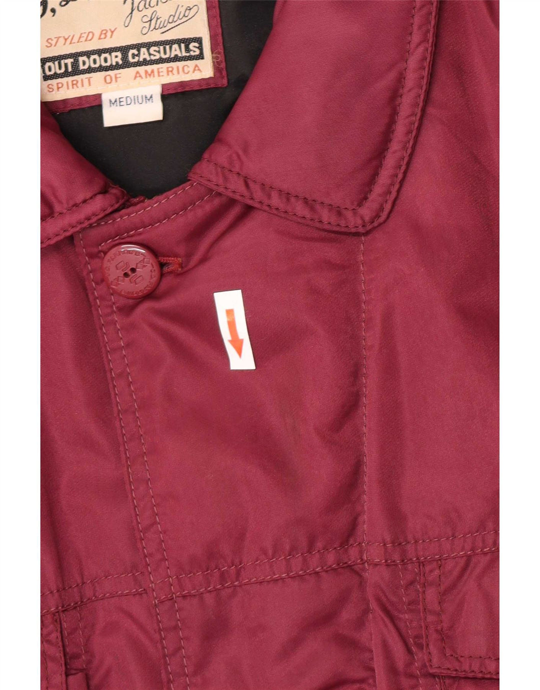 Męska wyściełana kurtka bomber w stylu vintage UK 38, średni bordowy nylon