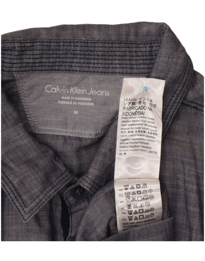 Męska koszula z krótkim rękawem CALVIN KLEIN JEANS, średni granat, jodełka
