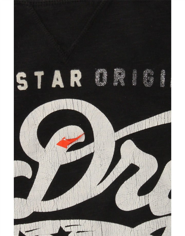 Damski sweter z grafiką SUPERDRY, UK 16, duży, czarny, bawełniany