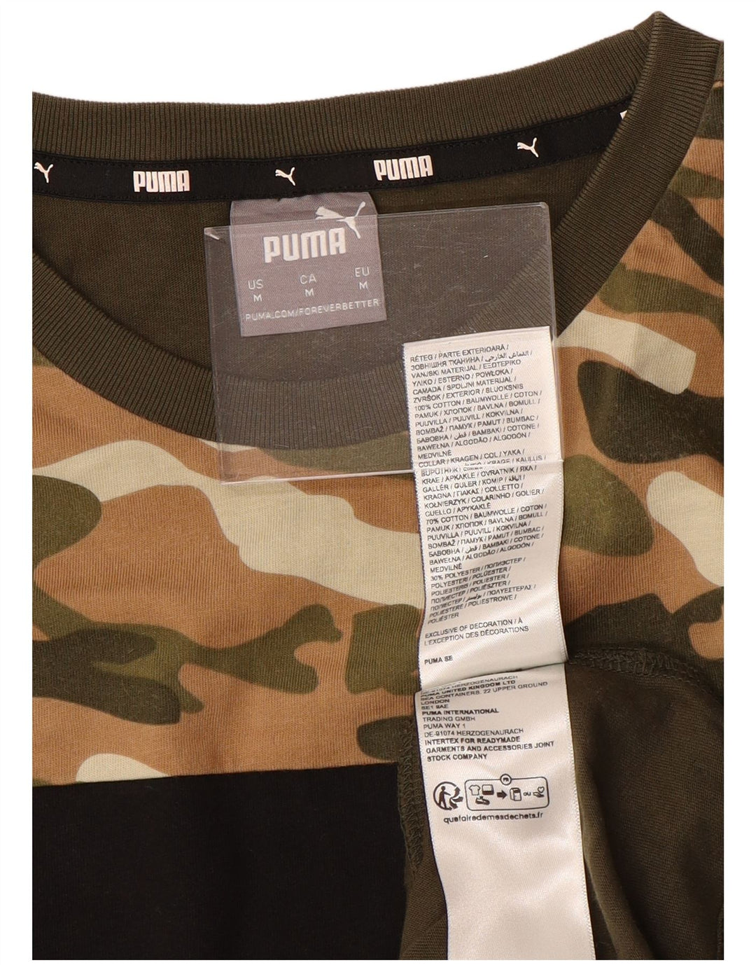 Męska koszulka z grafiką PUMA, średnia bawełna w kamuflażu khaki