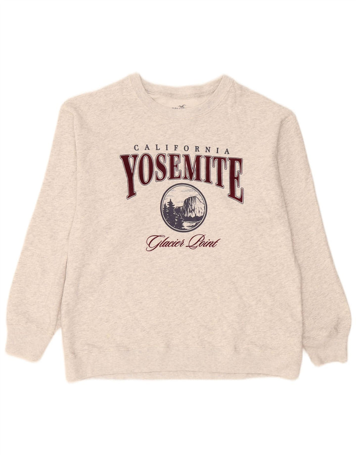 Męska bluza z grafiką Hollister, mała, szara, bawełniana