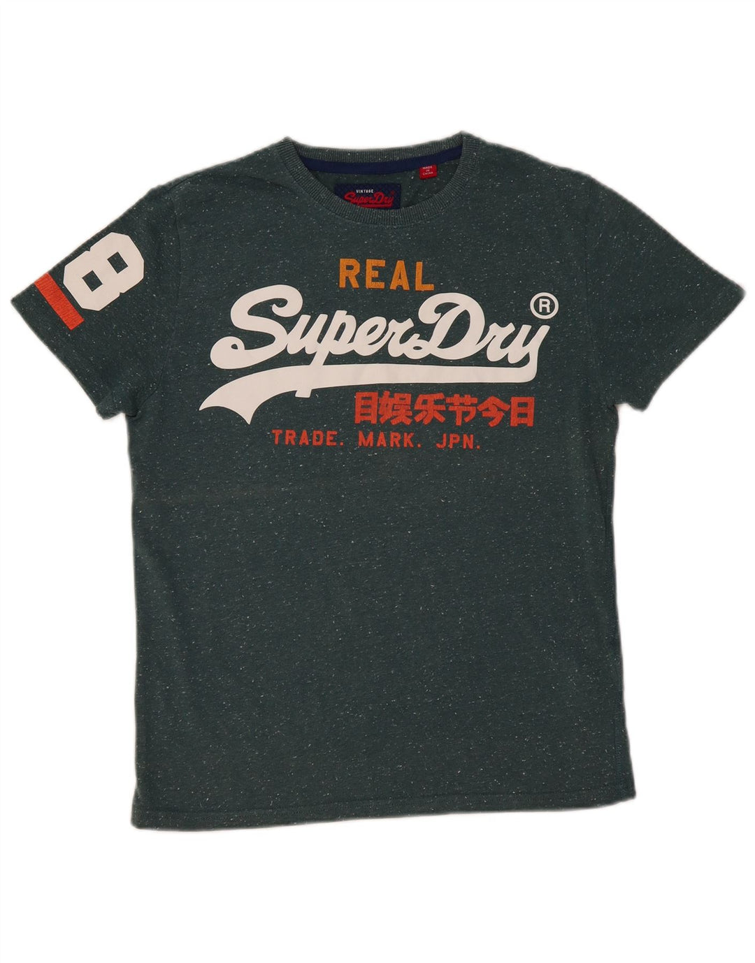 Męska koszulka z grafiką SUPERDRY Top, średnia, zielona bawełna w cętki