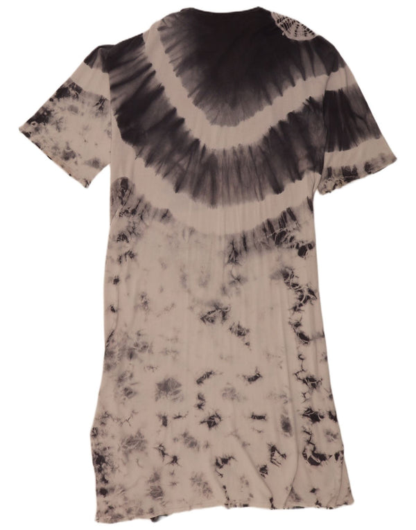 Damska oversize'owa sukienka maxi Zara UK 10 Small, szara, wiskozowa tkanina typu tie-dye