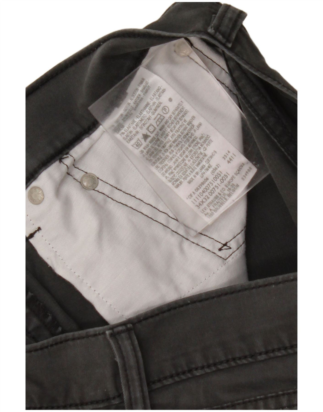 Męskie proste spodnie codzienne LEVI'S W34 L32 Szara bawełna