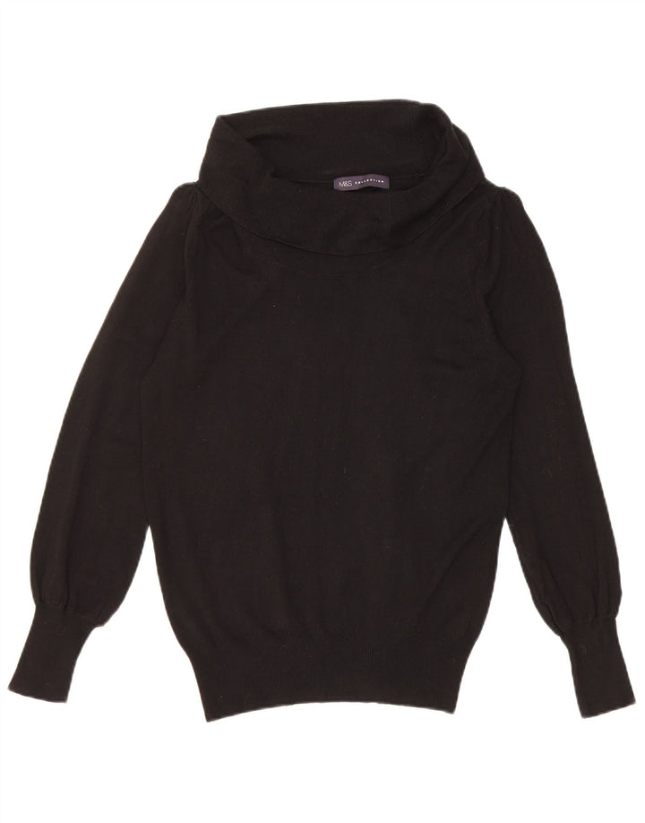 Marks & Spencer Damski sweter z golfem UK 12, średni czarny wiskoza