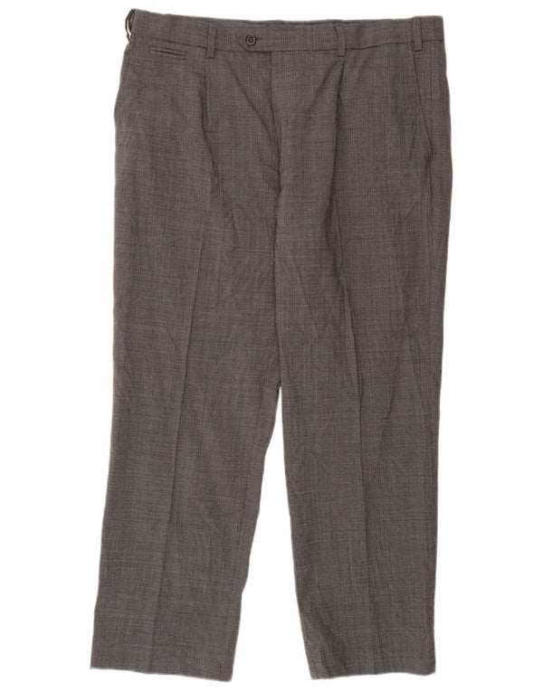 Marks & Spencer Mens Straight Suit Trousers W38 L29 Grey Houndstooth