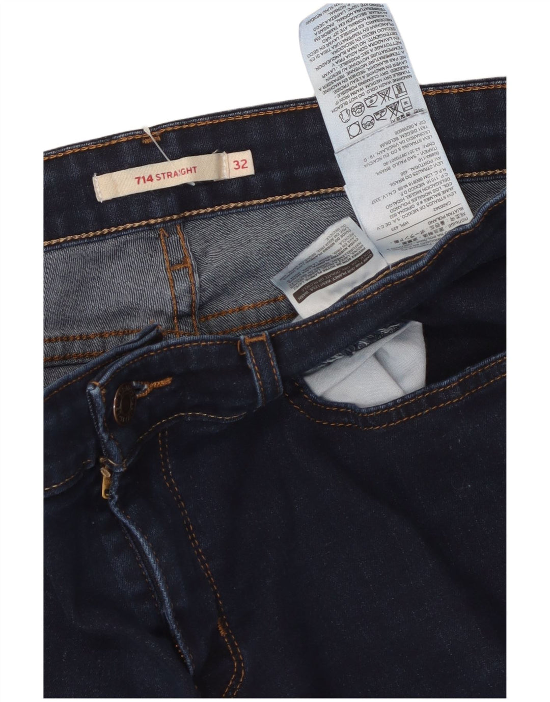 Damskie jeansy LEVI'S 714 Straight W32 L28 Granatowa bawełna