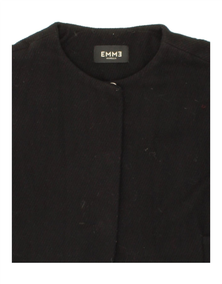 MARELLA Womens EMME Oversized 3/4 Sleeve Overcoat UK 6 XS Black Vintage Marella and Second-Hand Marella from Messina Hembry 