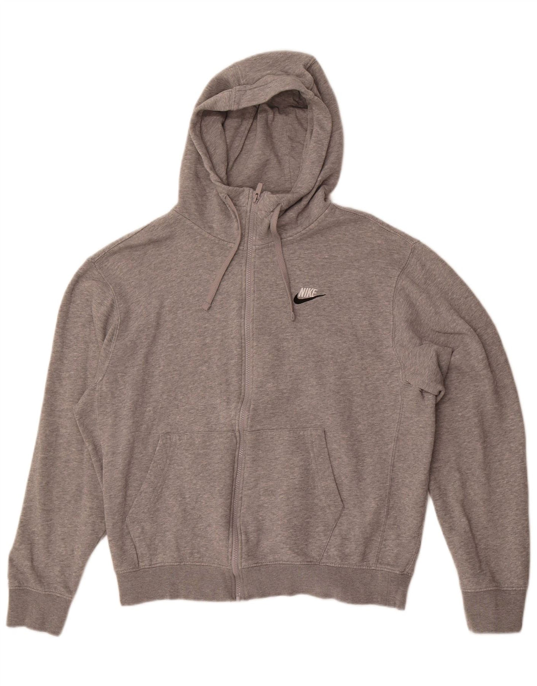 Damski sweter z kapturem i zamkiem błyskawicznym Nike, UK 14, średnioszary, bawełniany z plamkami