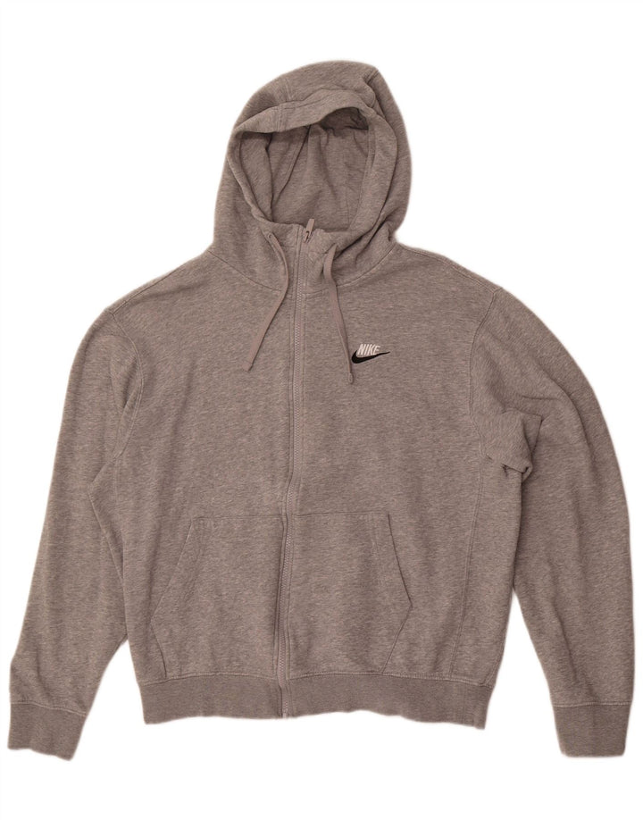 Damski sweter z kapturem i zamkiem błyskawicznym Nike, UK 14, średnioszary, bawełniany z plamkami