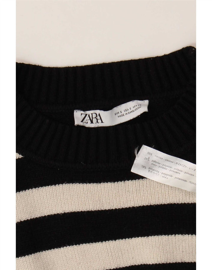 Damski sweter oversize z golfem Zara UK 10 w małe czarne paski