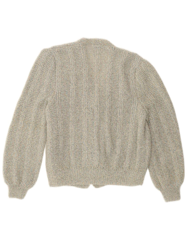 Vintage Womens Cardigan Sweater UK 14 Medium Green Flecked Retro
