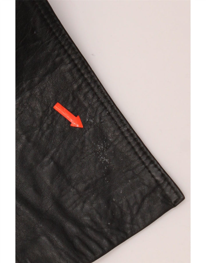 Vintage męski płaszcz skórzany UK 38 średniej czarnej skóry