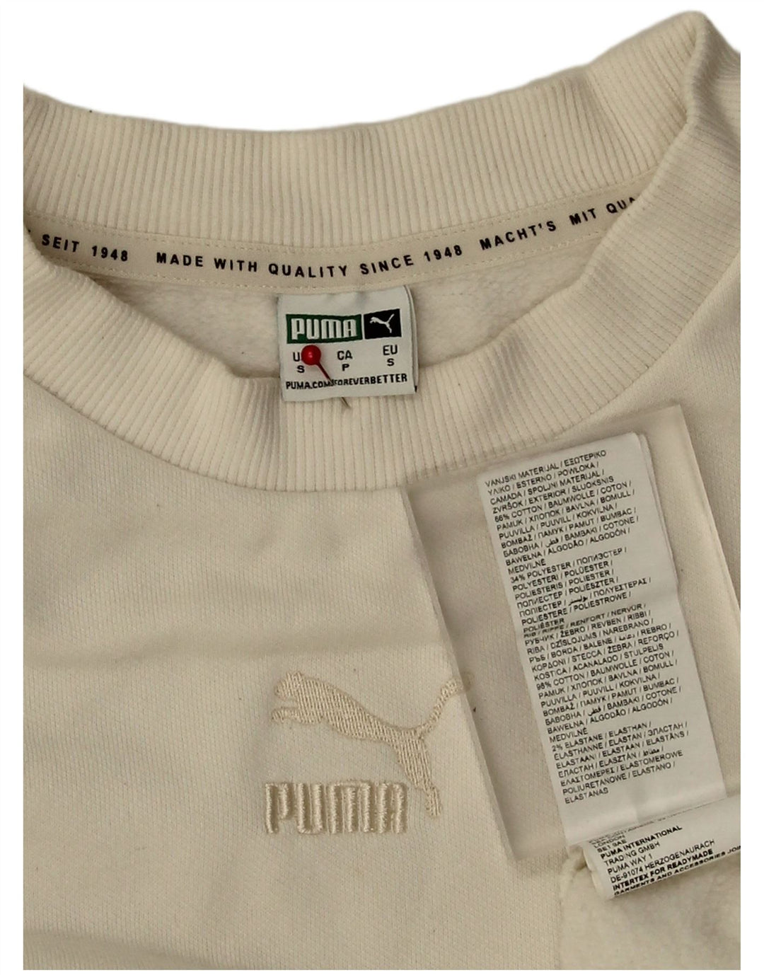 Damska bluza oversize Puma, UK 10, mała, biała, bawełniana