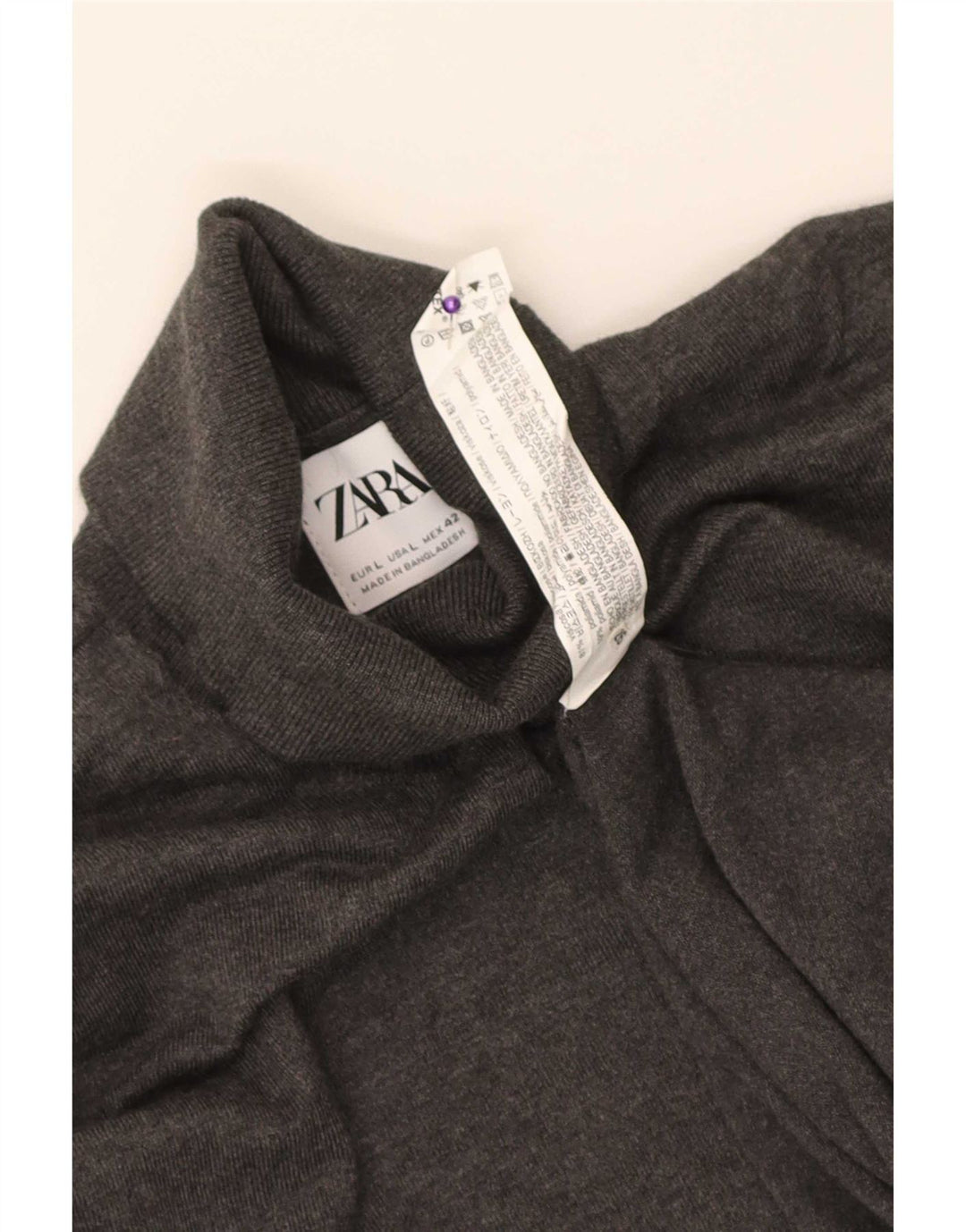 Męski sweter z wywijanym dekoltem Zara, duży, szary, nakrapiany wiskoza