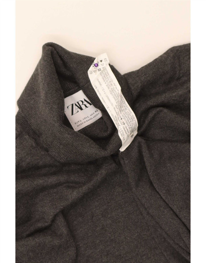 Męski sweter z wywijanym dekoltem Zara, duży, szary, nakrapiany wiskoza