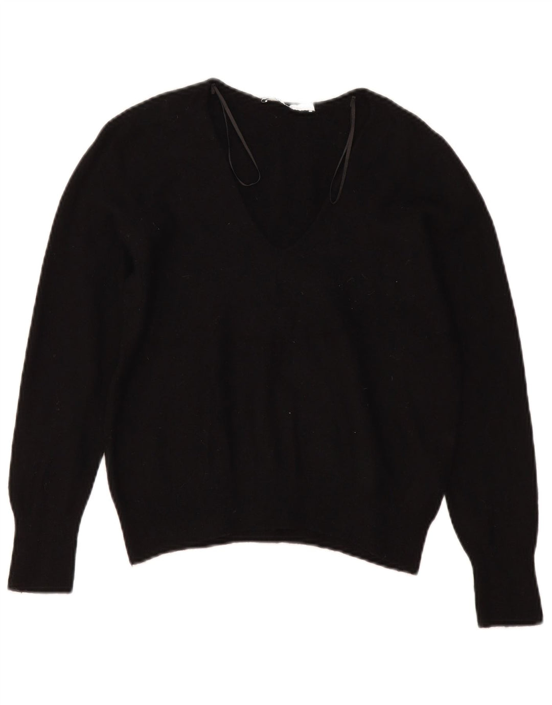 Sweter damski Zara z dekoltem w kształcie litery V, UK 10, mała, czarna wełna