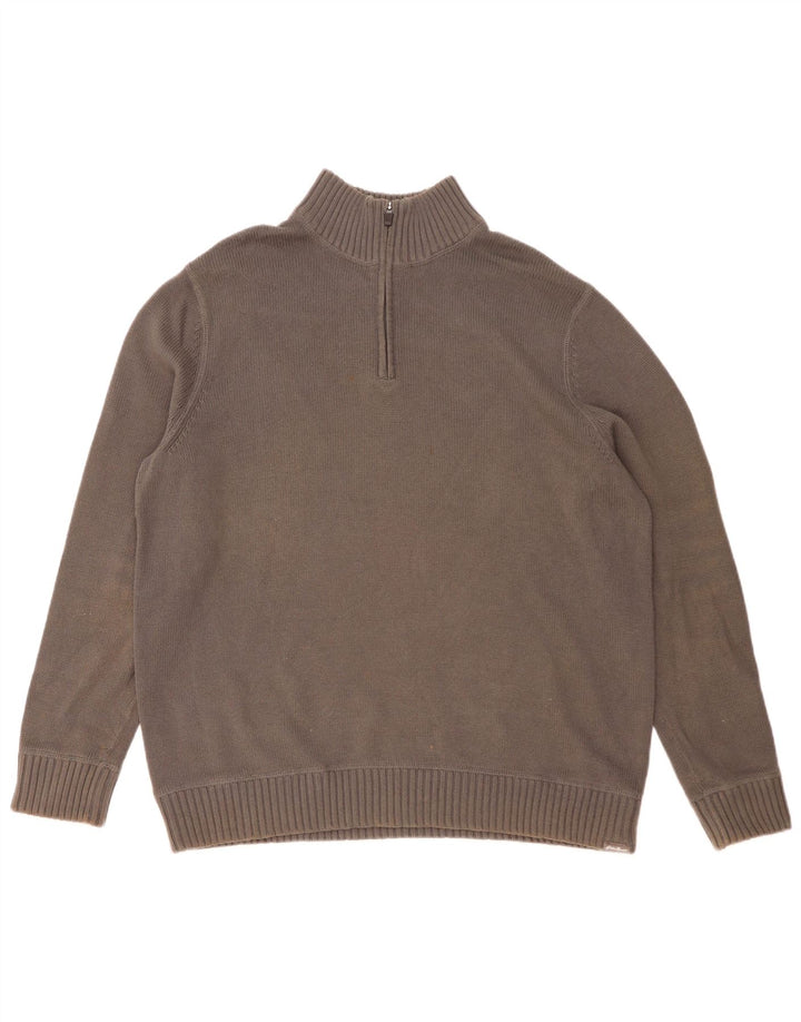 EDDIE BAUER Męski sweter zapinany na zamek XL, szary, bawełniany