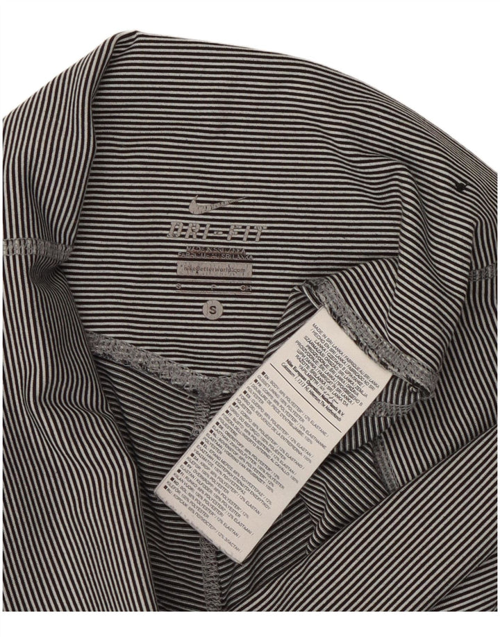 Damskie legginsy Nike Dri Fit Capri UK 8, małe, szare, poliestrowe paski