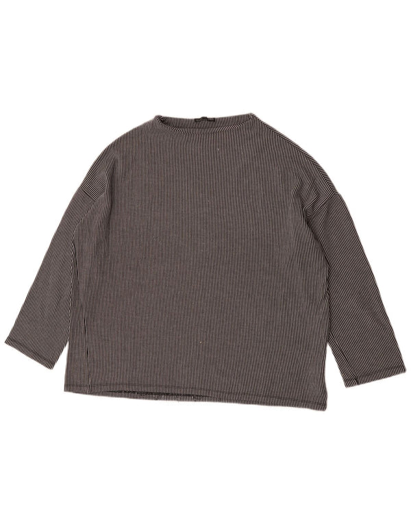 Damska koszulka oversize z długim rękawem Zara, UK 18 XL, szara, bawełniana w prążki