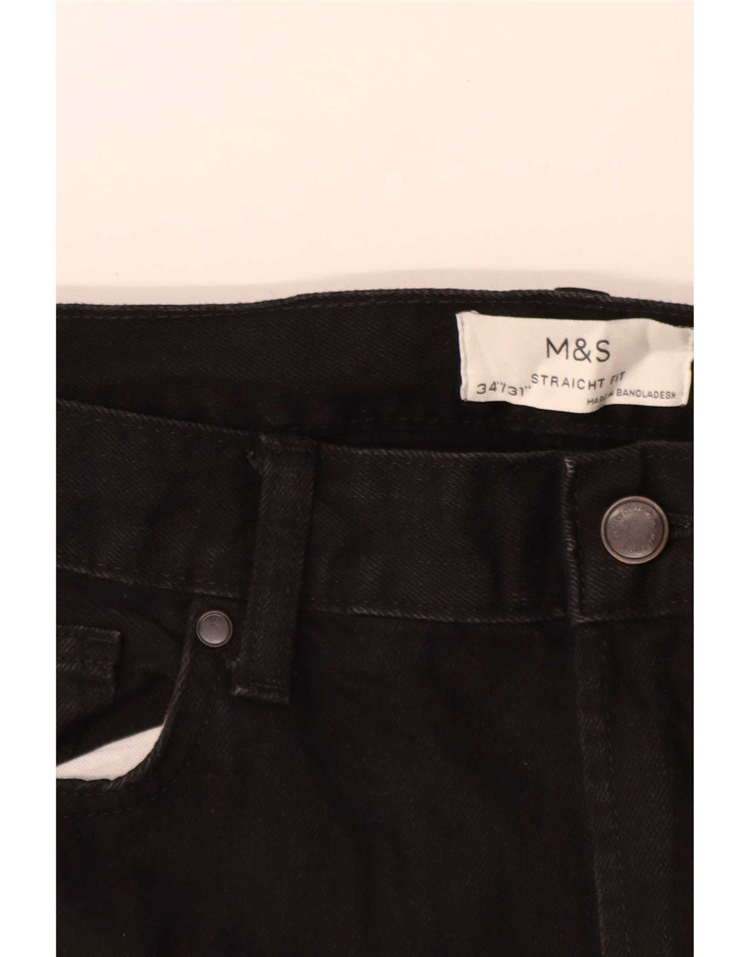Marks & Spencer Męskie proste dżinsy W34 L31 Czarne bawełniane