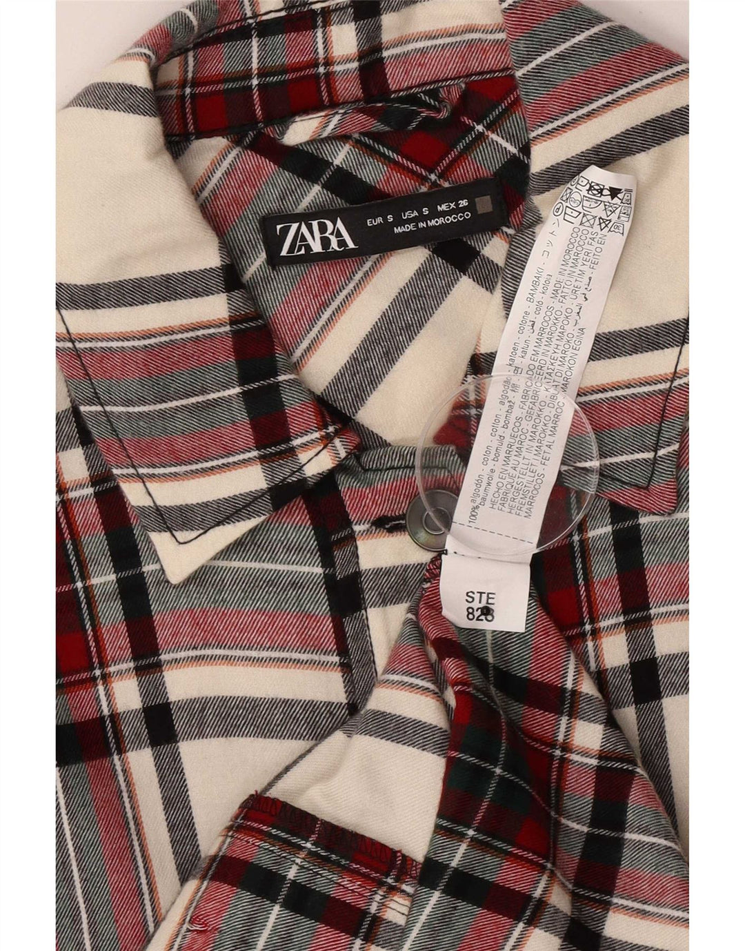 Damska kurtka oversize Zara UK 10 w małą wielokolorową kratkę