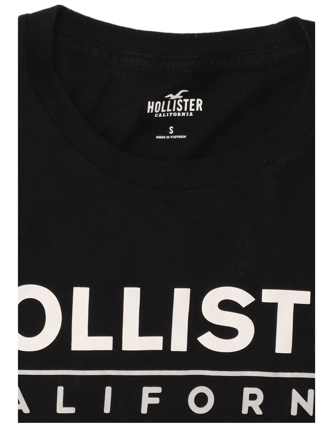 HOLLISTER Męski T-shirt z grafiką, mały, czarny, z blokami kolorów