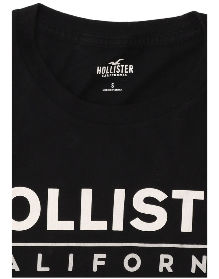 HOLLISTER Męski T-shirt z grafiką, mały, czarny, z blokami kolorów