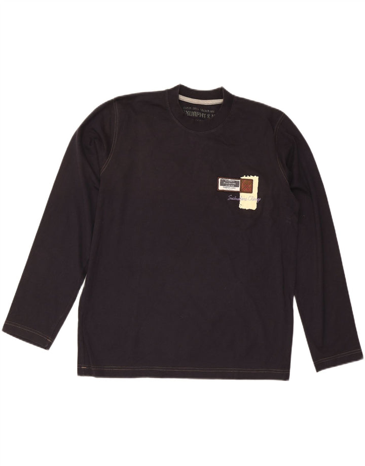 MURPHY & NYE Mens Sailmakers Top Long Sleeve Large Navy Blue Cotton