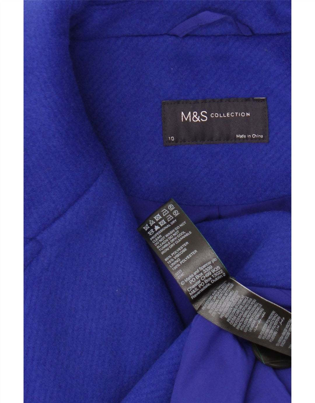 Marks & Spencer Damski płaszcz oversize UK 10, mały, niebieski, poliester
