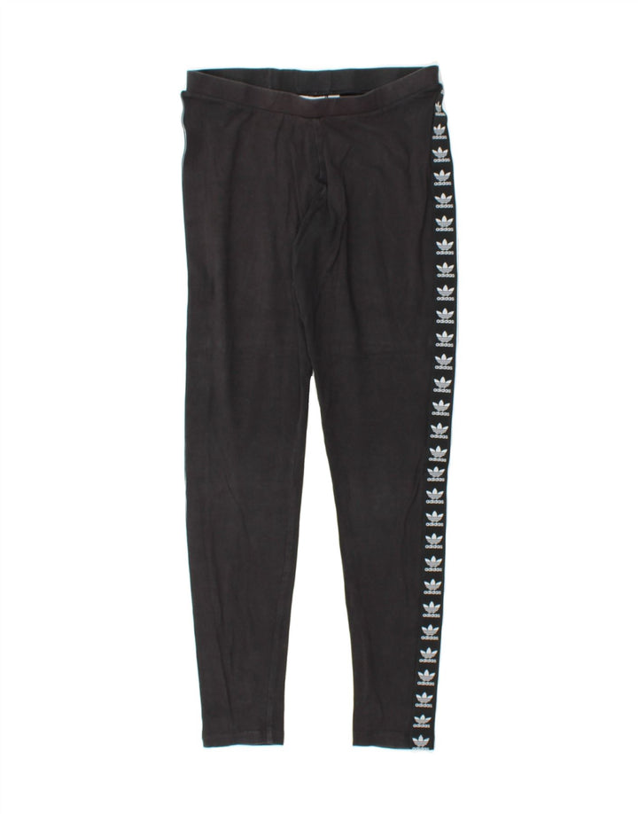 ADIDAS Womens Graphic Leggings UK 12 Medium Black Cotton Vintage Adidas and Second-Hand Adidas from Messina Hembry 