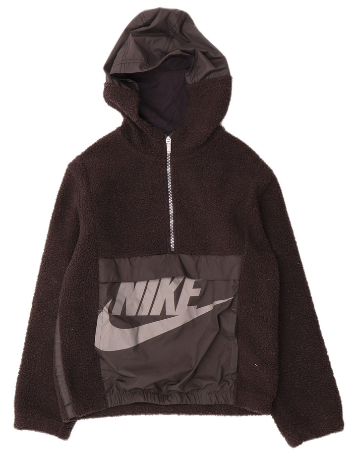 Chłopięcy sweter polarowy Nike z graficznym zamkiem i zamkiem, 10-11 lat, średni czarny poliester