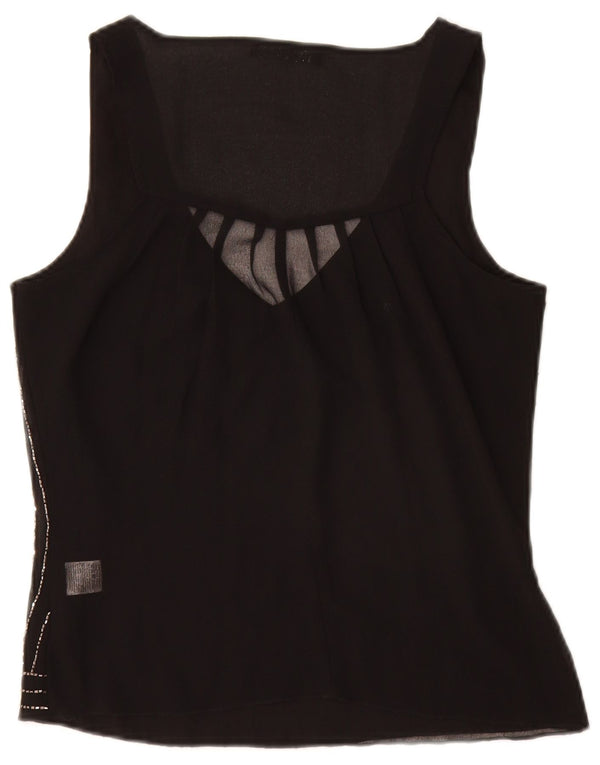 JANE NORMAN Damska bluzka bez rękawów Top UK 8 w małe czarne paski