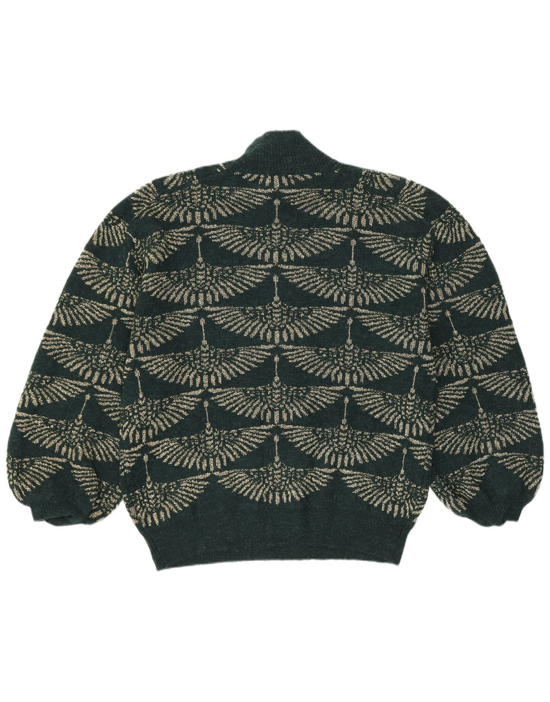 Sweter damski w stylu vintage z golfem UK 14, średni zielony