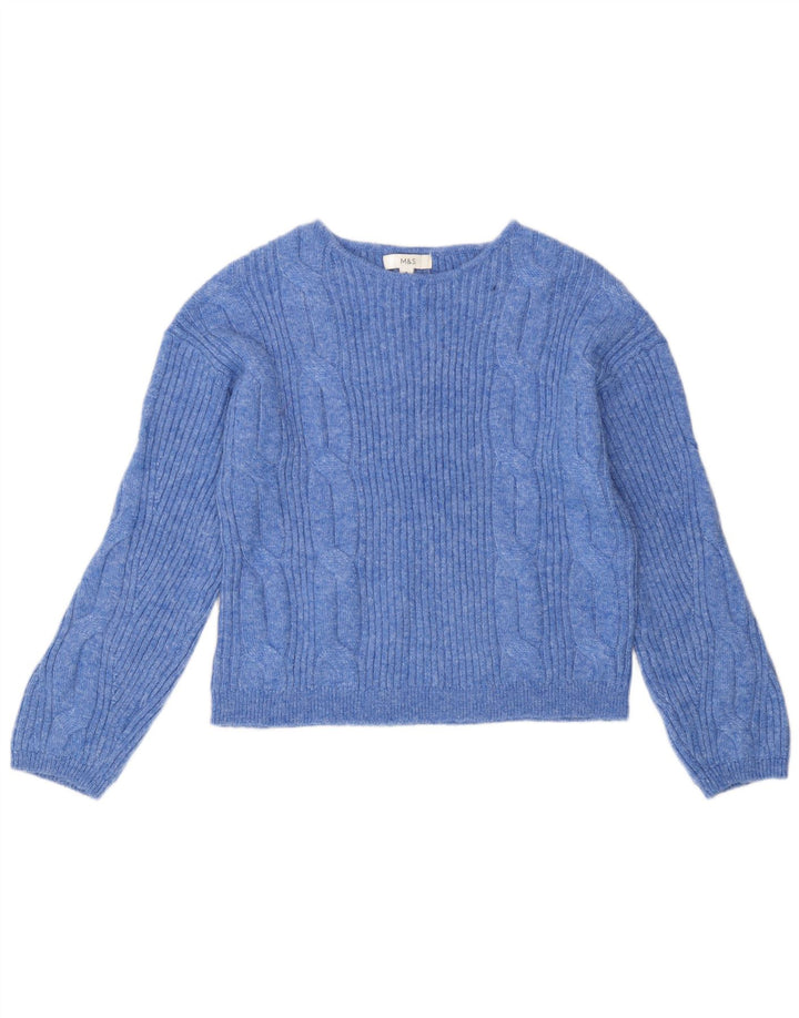 Marks & Spencer Damski sweter z dekoltem w łódkę, UK 14, średni niebieski
