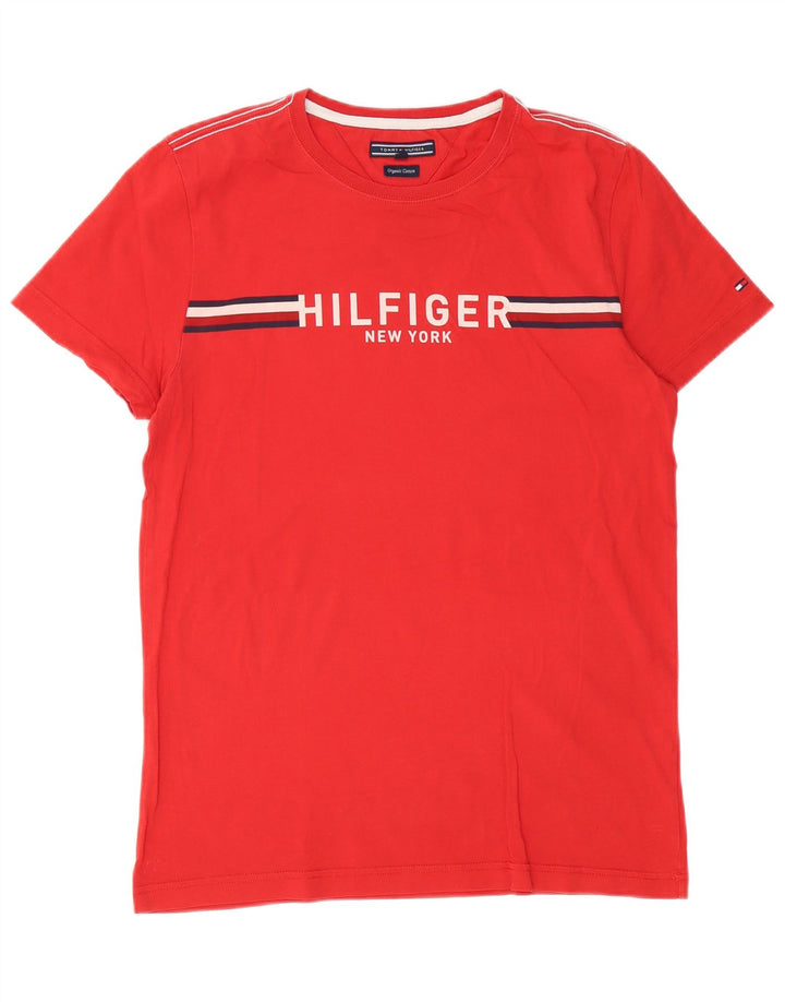 Męska koszulka z grafiką Tommy Hilfiger, bawełniana, średnia czerwona