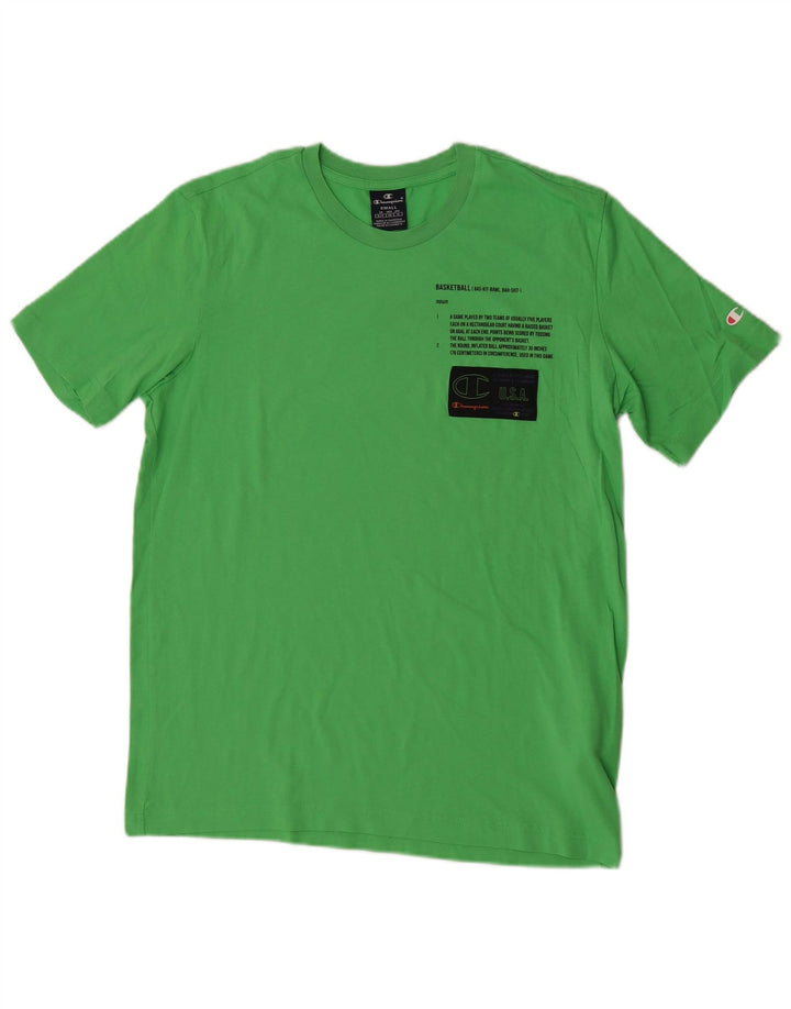 Męski T-shirt z grafiką CHAMPION, mały, zielony, bawełniany